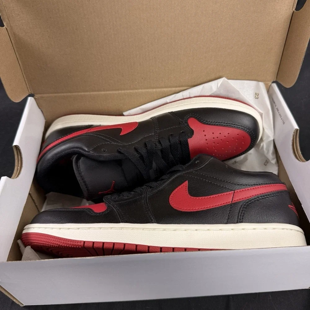 Nike Air Jordan 1 Low Women 8.5 Shoes Black Gym Red Sail Sneakers DC0774-061